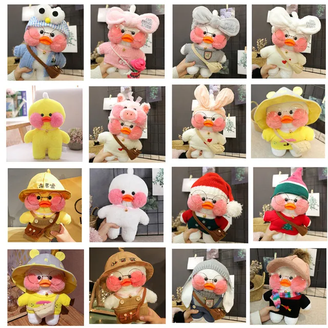 LaLafanfan 30cm Cafe Duck Plush Toy Stuffed Soft Kawaii Duck Doll Animal Pillow Birthday Gift for Kids Children Valentine Gifts 1