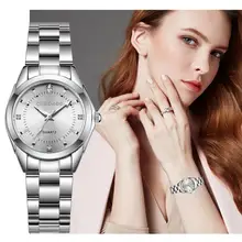 CHRONOS женские часы из нержавеющей стали, стразы, серебряный браслет, Кварцевые водонепроницаемые женские деловые аналоговые часы, розовый синий циферблат