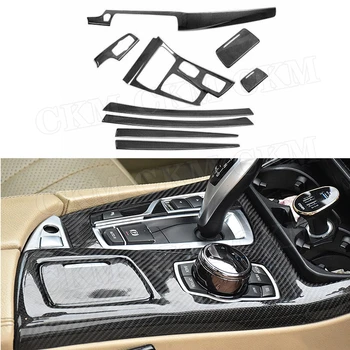 شراء5 سلسلة ألياف الكربون لوحة عتبة الباب يغطي لسيارات BMW F10 F11 2011-2017 LHD ديكور السيارات الداخلي اكسسوارات