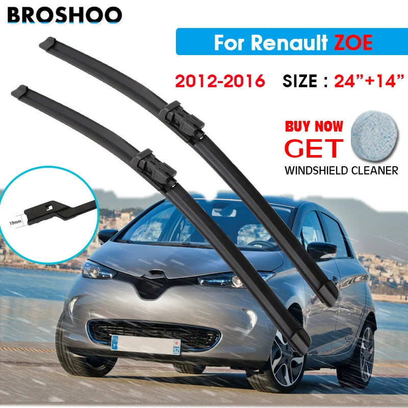 Spazzola Tergicristallo Auto Per Renault Zoe 24 "14" 2012-2016 Parabrezza Automatico Spazzola Tergicristallo Braccio Pulsante Adatto