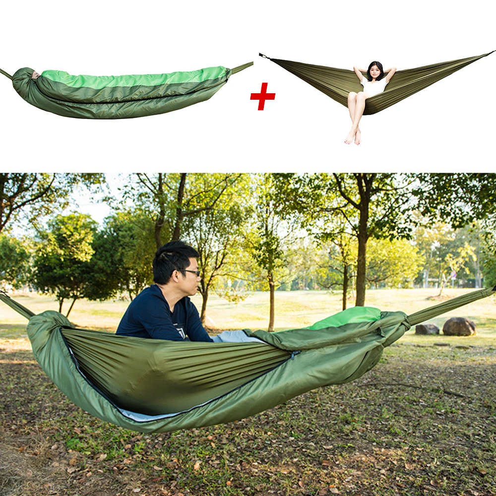 

Muti-functional Sleeping Bag With Detachable Hammock Sleeping Bed with Hat for Camping Travelling Hiking Winter Windproof