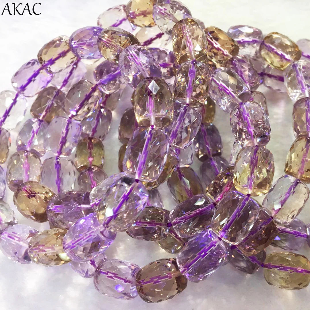 

Good quality natural ametrine quartz faceted bracelet drum shape approx9-10*11-13mm 1bracelet/set
