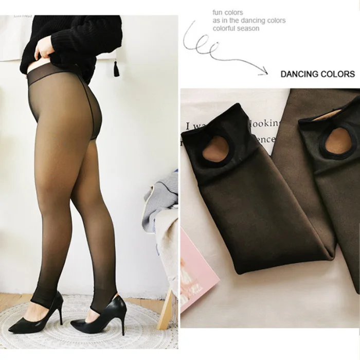 fleece leggings 2020 Women Fashion Plus Size 250G-500G 40KG-85KG New Legs Fake Translucent Warm Fleece Soft Leggings Thick Stretchy For girl spanx faux leather leggings