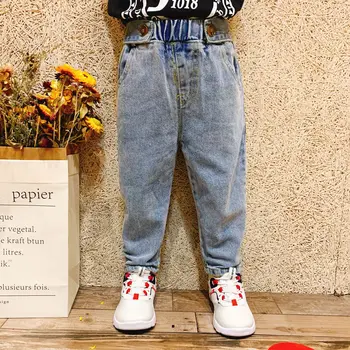 

Children's Autumn New Fashion Jeans Baby Boys Double Side Buckle Denim Pants Toddler Kids Washed Trousers