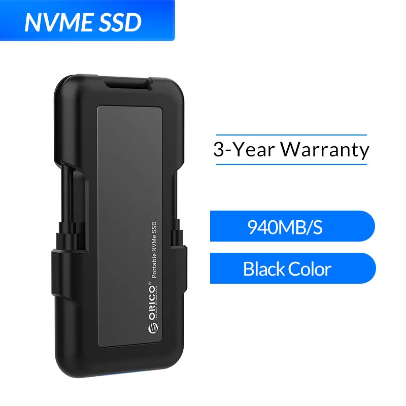 ORICO внешний твердотельный накопитель SSD жесткий диск 1 ТБ SSD 128 ГБ 256 ГБ 512 ГБ M.2 NVME NGFF портативный SSD с type C USB 3,1 - Цвет: NVME Black