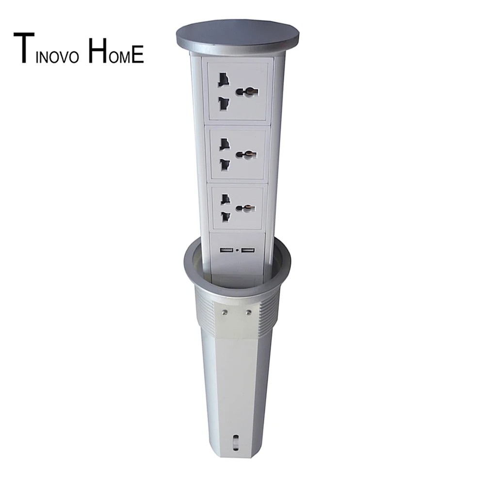 

Home / Office / kitchen desktop socket pneumatic slow spring up / universal standard power 3-bit jack/ white module USB charging