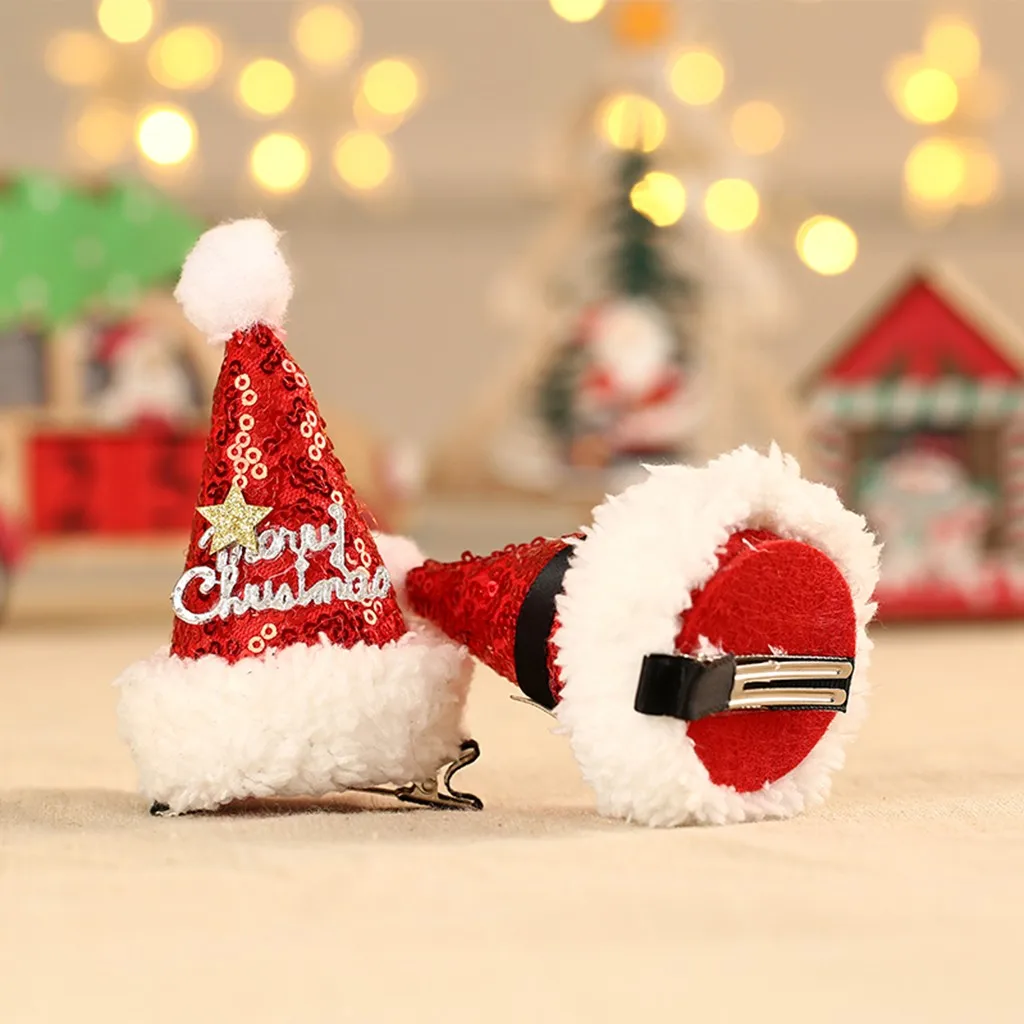 Christmas Hair Ornament Hairpins For Girls Hair Accessories New Christmas Children's Headdress Christmas Hat Hair Clips