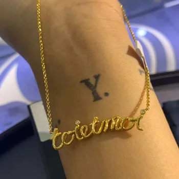 

UMGODLY Brand Necklace Yellow Gold Color Letter TOI ET MOI Statement Pendant Adjust Chain Women Fashion Choker Fashion Jewelry