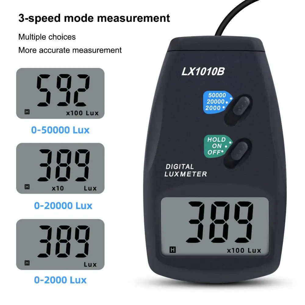 Billige Digital Light Meter 3 palette LX 1010B Digital Meter Digital beleuchtungs meter 0 50000 Lux photometer belichtung fernbedienung