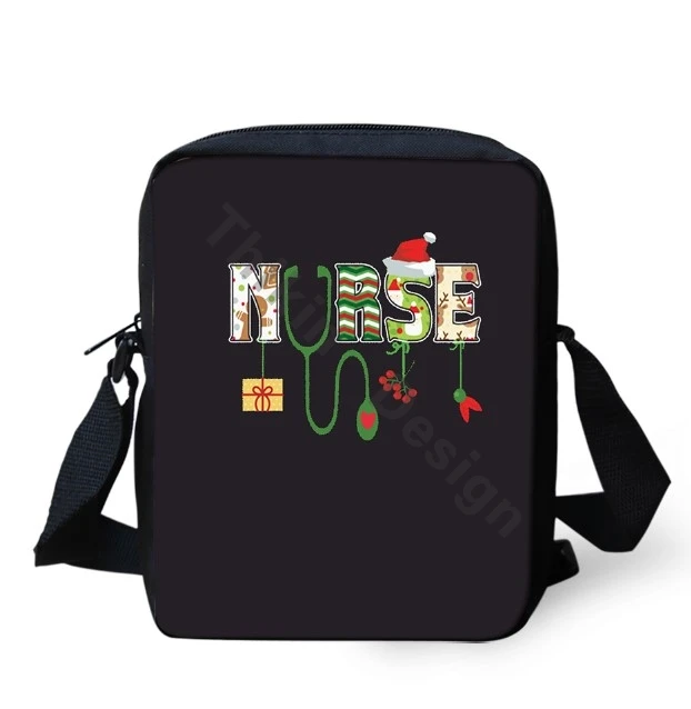 

Mini Cute Christmas Nurse Crew Pattern Women Men Messenger Bags Casual Santa's Favorite Shoulder Bags For Children Book Bags