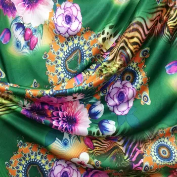 

Colorful flowers elastic milk silk Cloth Fabric 1Meter milk slik printing cloth fabric for Latin Dance dress Costume
