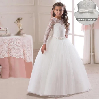 

Lace Wedding Girls Dress First communication Elegant Dresses For Girls Children Long Prom Gown Princess Party Vestidos