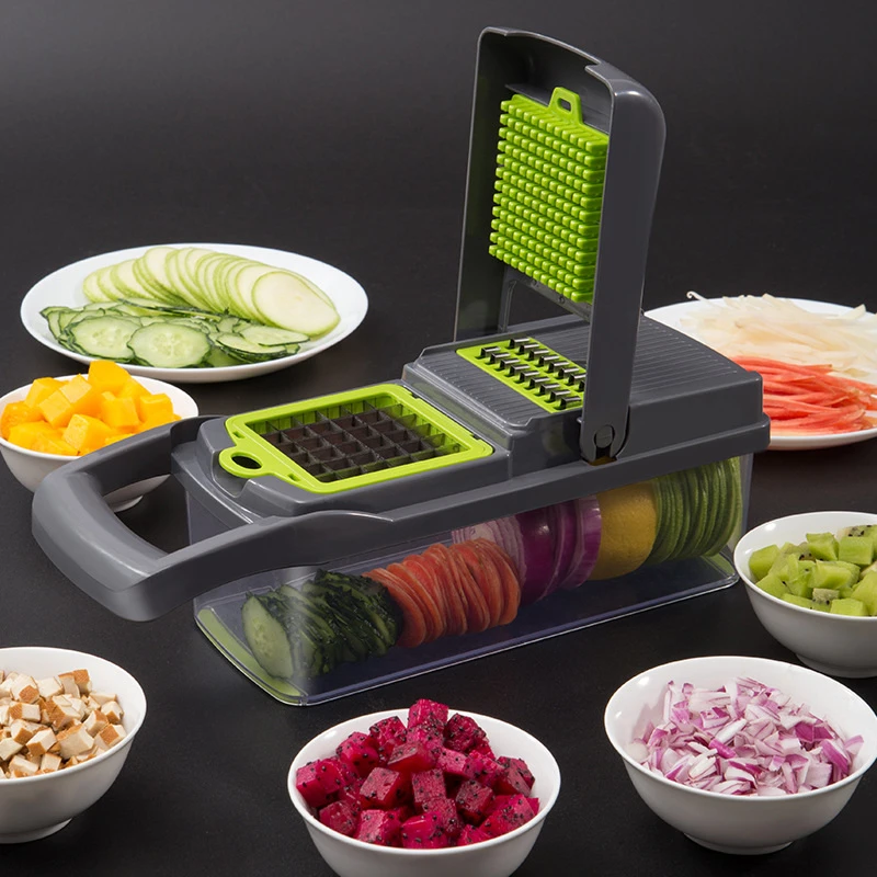 Купить овощерезки с насадками. Овощерезка Veggie Slicer слайсер с контейнером 14 в 1. Овощерезка ручная многофункциональная Veggie Slicer 14. Терка Найсер Дайсер. Veggie Slicer овощерезка.