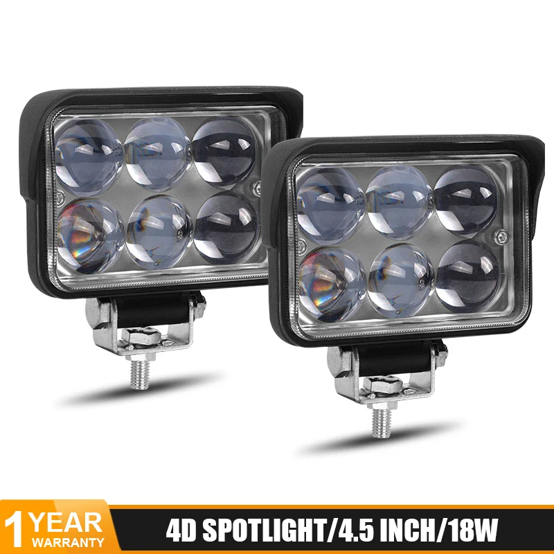 

4.5 inch 18W LED Work Lamp Lens 4D Spotlight Spot Beam 6LED 6000K White LED Bar Offroad Light Work light led bar Car Accessories