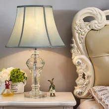 Современная Хрустальная настольная лампа для спальни, тканевый абажур, украшение для гостиной, абажур, настольная лампа для спальни, Lamparas De Mesa