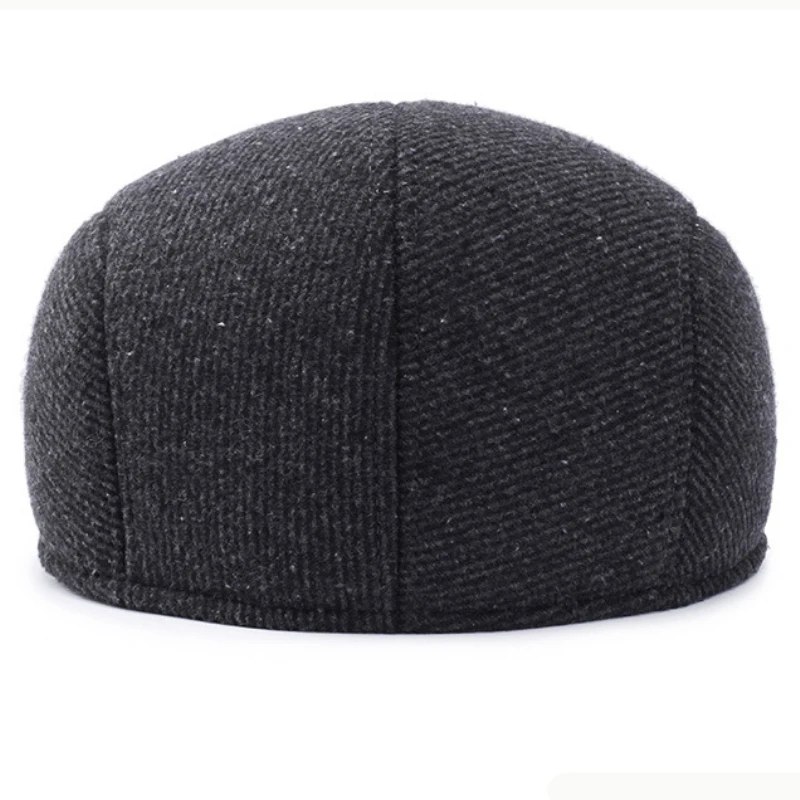 HT2633 берет шапки осень/зима для мужчин толстые теплые наушники кепки Мужские Винтажные полосатые плюща плоская кепка s для мужчин шерстяной берет
