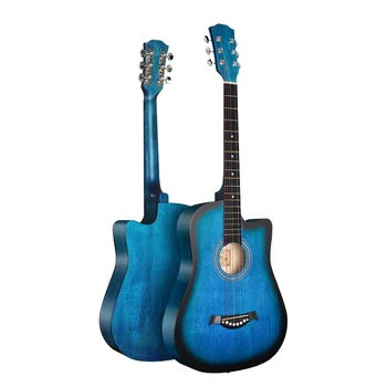 

No logo 38 inches folk guitar Russian basswood guitar blue acoustic guitar send a waterproof bag