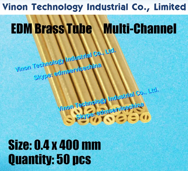 (50pcs/bag) 0.4x400MM Brass Tube Multichannel, EDM Multihole Brass Tube  Electrode 0.40x400mm, SuperDrill EDM Parts Brass Tubing