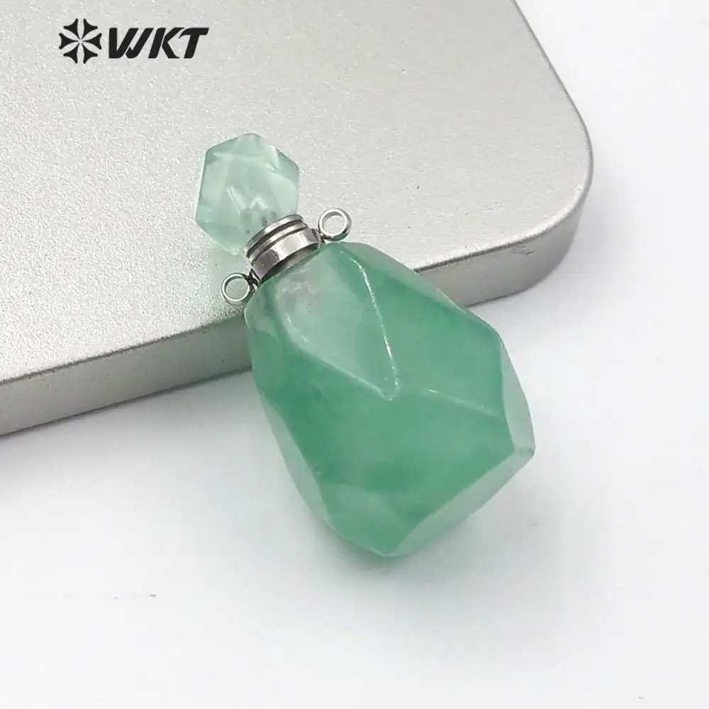 WT-P1480 Новинка! Подвеска в виде бутылочки парфюма кулон из натурального камня бутылка из камня с серебряный, гальванический крючок мода кулон ожерелье