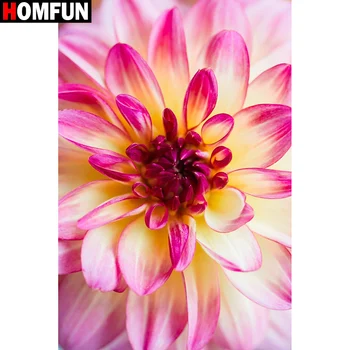 

HOMFUN Art 5D Diy Diamond Painting "Pink flower" Diamond Pictures Cross Stitch Full 3D Rhinestone Embroidery Home Decor A30006