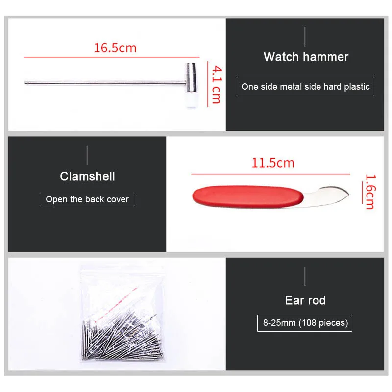 147 / 16 Pcs Watch Repair Tool Kit Set Watch Case Opener Link Spring Bar Remover Screwdriver Watchmaker Device JS22