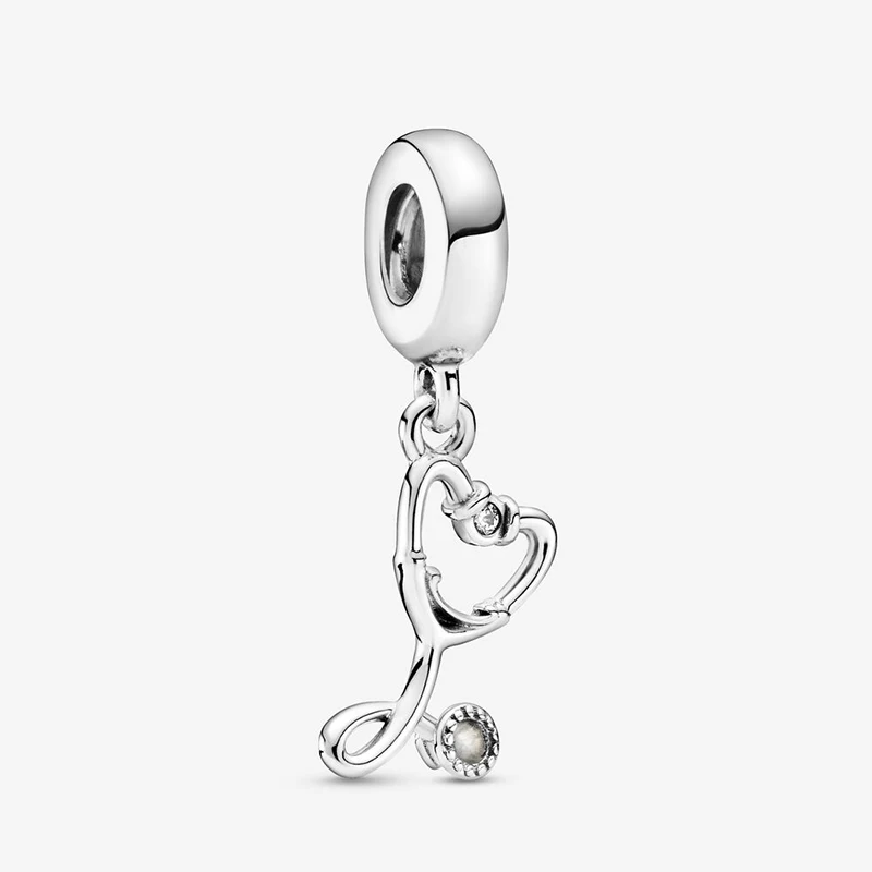 

2020 New Arrival Stethoscope Heart Dangle Charm Beads Fit Original Pandora Charm Bracelet Jewelry Gift