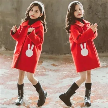 

Girls Thick Woolen Coat Autumn and Winter Wear New Fashion Novelty Plus Velvet Autumn and Winter Wear Children Woolen Coat 13T