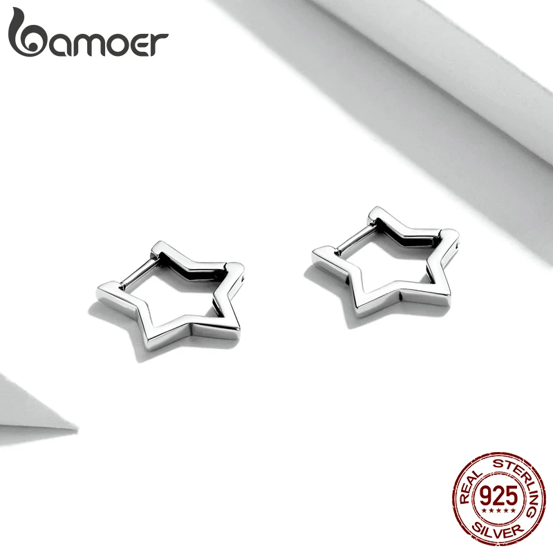 bamoer 925 Sterling Silver Starlike Earrings Star Shape Ear Buckle Minimalist Earrings Daily for Women Fashion Jewelry SCE1136 - Image 4