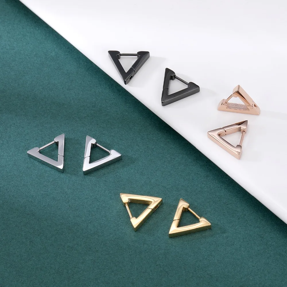 Stainless Steel Hoop Earrings for Women Men Black Rose Gold Plated Circle Round Earring Geometric Classic Cartilage Earrings