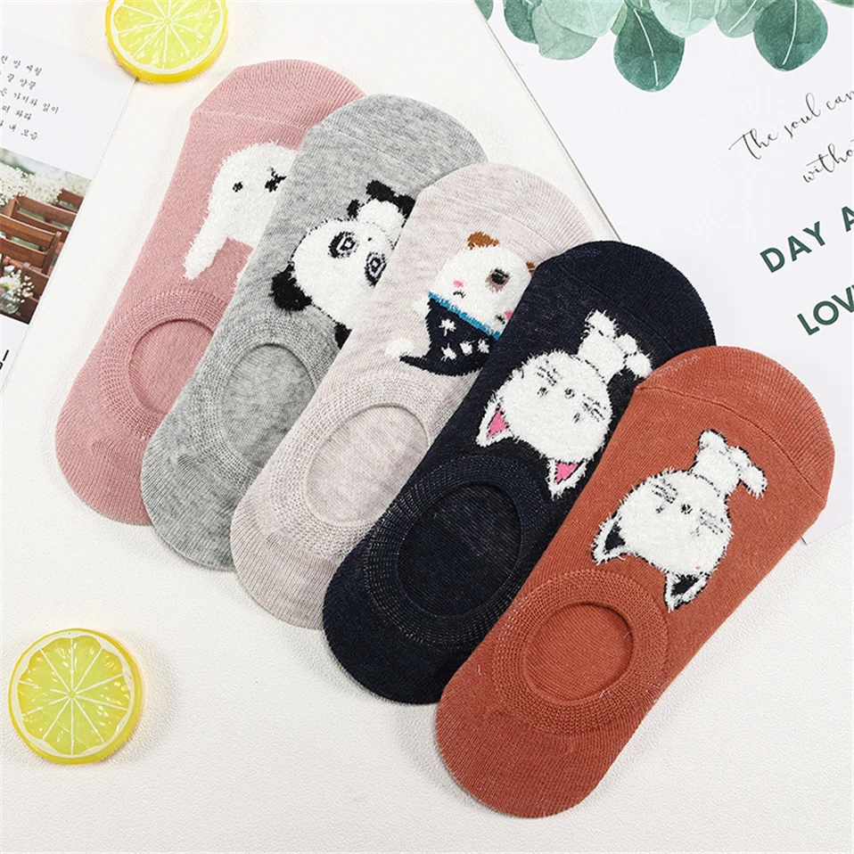 16 Style 10 Piece=5 Pairs/lot Cute Harajuku Animal Socks girls Summer Korean Cat Bear Rabbit Funny Low Cut Ankle Sock Happy Sox