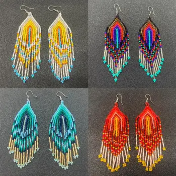 

Bohemia Fashion Colorful Earrings Women Long Tassel Earrings Retro Handmade Ethnic Jewelry Party Big Dangle Earrings Christmas