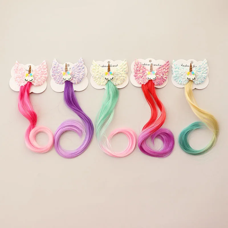 Новые Красивые градиентные цветные парики для девочек, заколки для волос принцессы, украшение ободок для волос, заколки для волос, Детские аксессуары для волос