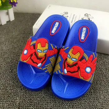 

JY 2020 Children boys summer PVC iron Man boy beach Slippers soft Non-slip home bath shoes 26-35 D8 LS01