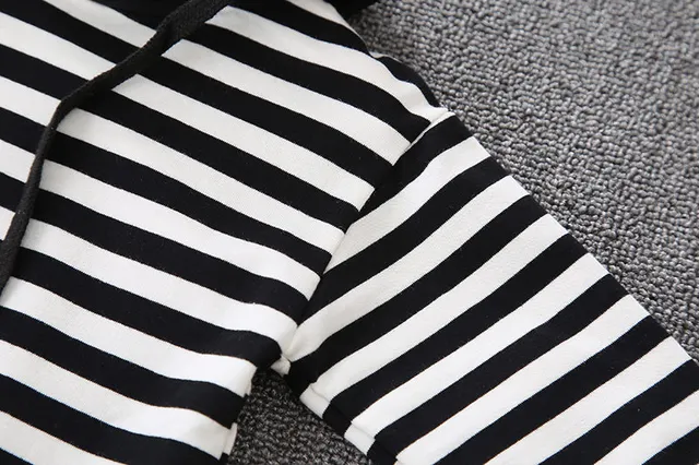 Winter Long Sleeves T-shirt With Hats Child Pants 2pcs Striped Toddler Boy Clothes Children's Sets 4