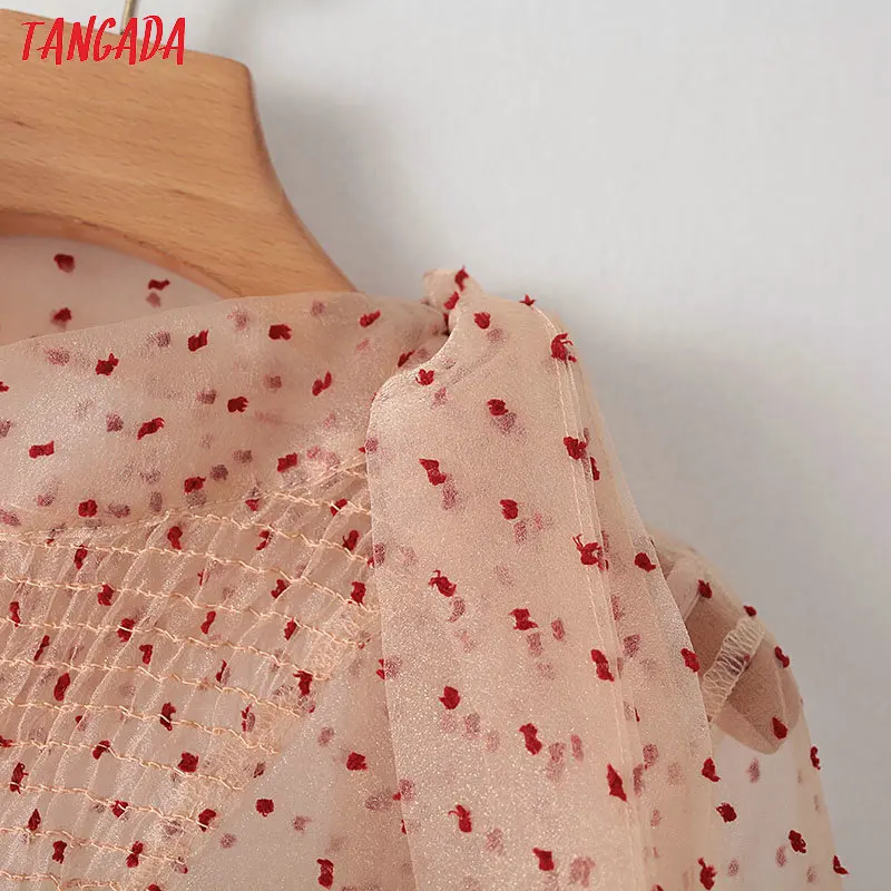 Tangada женское элегантное Сетчатое платье в горошек с бантом на шее, с длинным рукавом, женское сексуальное праздничное платье vestidos 5X06 Tangada женское элегантное Сетчатое платье в горошек с бантом на шее, с длинным рукавом, женское сексуальное праздничное платье vestidos 5X06