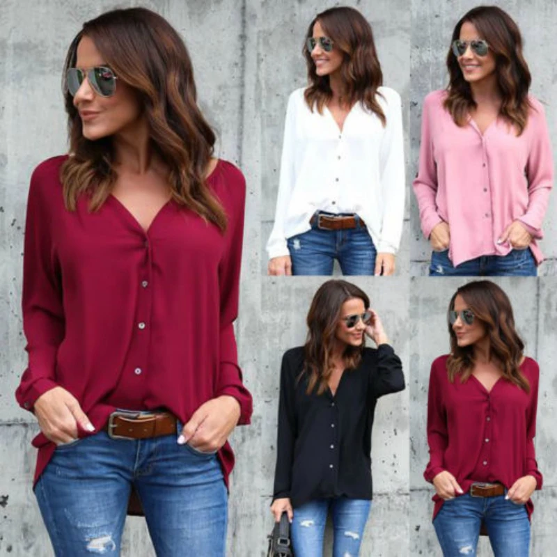 Женская блузка с длинным рукавом размера плюс 5XL Blusas Mujer De Moda 2020 женская рубашка v