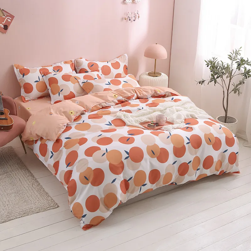 

Yaapeet 3/4pcs Fruit Printed Bedding Set Pastoral Plant Printed Bedding Lines Mirco Fiber Plaid Sheet Pretty Cartoon Pillowcase