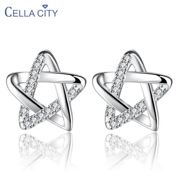 

Cellacity Hollow stars Shaped Earrings for Women Silver 925 Jewelry Delicate Simple Stud Earrings Dating Anniversary Accessory