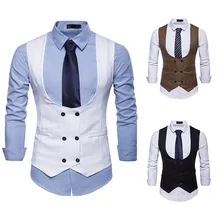 Мужской двубортный жилет с u-образным воротником спортивный костюм жилет M39