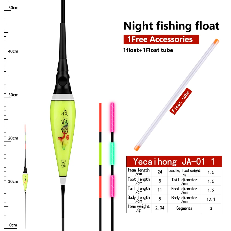 

1PC Fishing Float+1 Float Tube Electric Buoy Lake River Buoy Night Luminous Nano Boya Vertical Bobber Fishing Tools Accessories