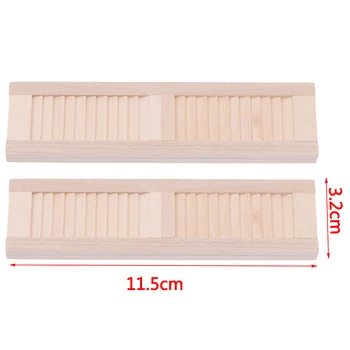 

2Pcs/Set Handmade 1:12 Miniature Dollhouse Wooden Shutters DIY Window Furniture Accessories For Dollhouse Decals