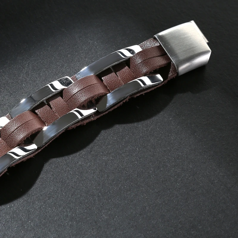 Мужской классический браслет из натуральной кожи с магнитной пряжкой|Браслеты