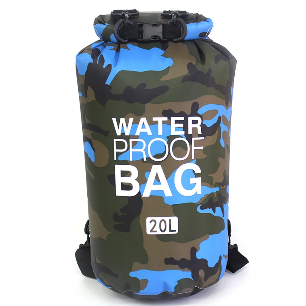 

2L/5L/10L/20L/30L Thicken Camouflage Waterproof Rafting PVC Dry Storage Shoulder Swimming Bag Ocean Backpack For River Trekking