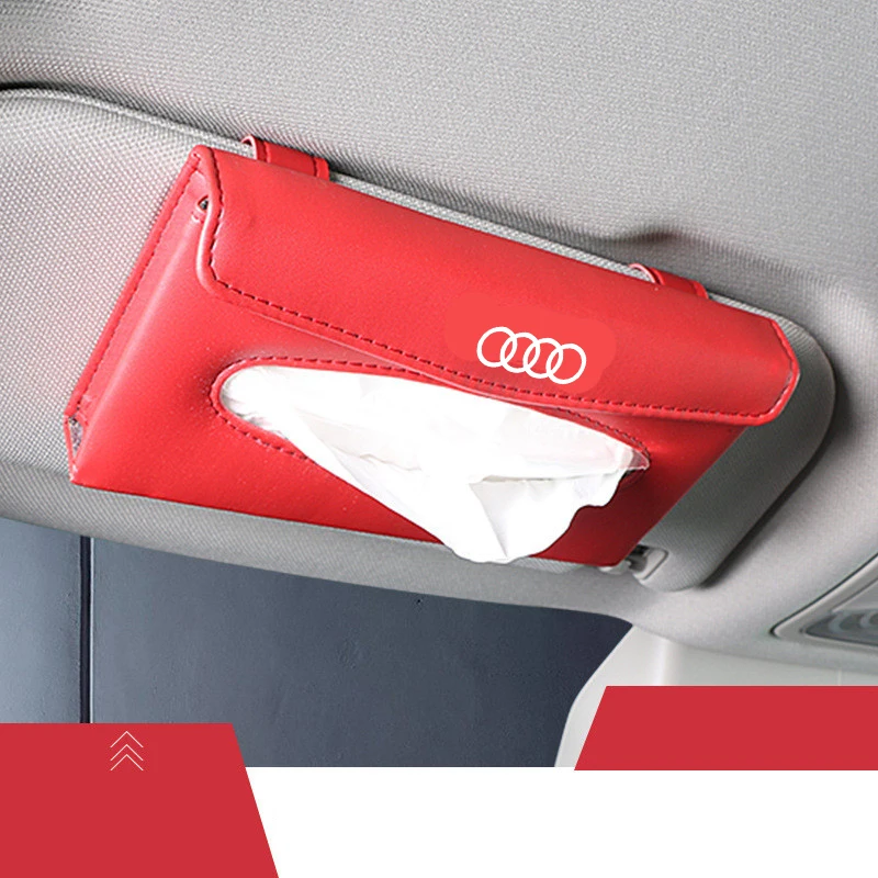1 шт для Audi b5 b7 b8 A3 A4 A4L A5 A6L C5 C6 RS4 RS5 Q3 Q5 Q7 TT Стайлинг автомобиля солнцезащитный козырек ткани Бумага коробка заднем сиденье Бумага салфетка - Название цвета: red