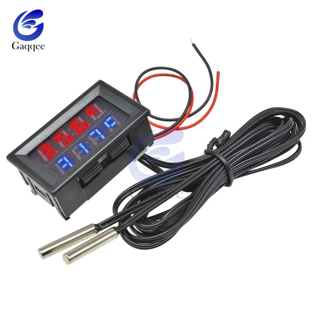 Termometro Digitale DC4V-28V Con Doppio Display LED E Sonda NTC In Metallo