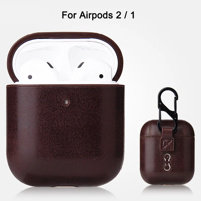 Coffee airpods 2 1 Роскошный кожаный чехол для Apple Airpods Pro, противоударный чехол для Air pods 3 Pro, защитный чехол на крючок для Airpods Pro 3 2 1, чехол - Color: Coffee airpods 2 1