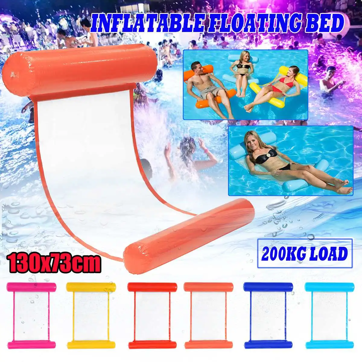 

Inflatable Pool Floating Water Hammock Air Mattress Float Lounger Floating Bed Chair Swimming Pool Inflatable Hammock Bed