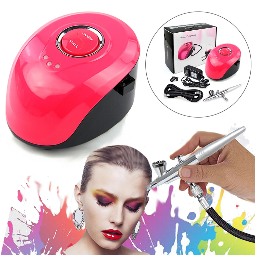 Modos de Dupla Pistola para Decoração do Bolo Arte do Unha Ferramenta de Ar-escova 2cc com Compressor de ar Ação Airbrush Escova Compõem Portátil 3 Kit