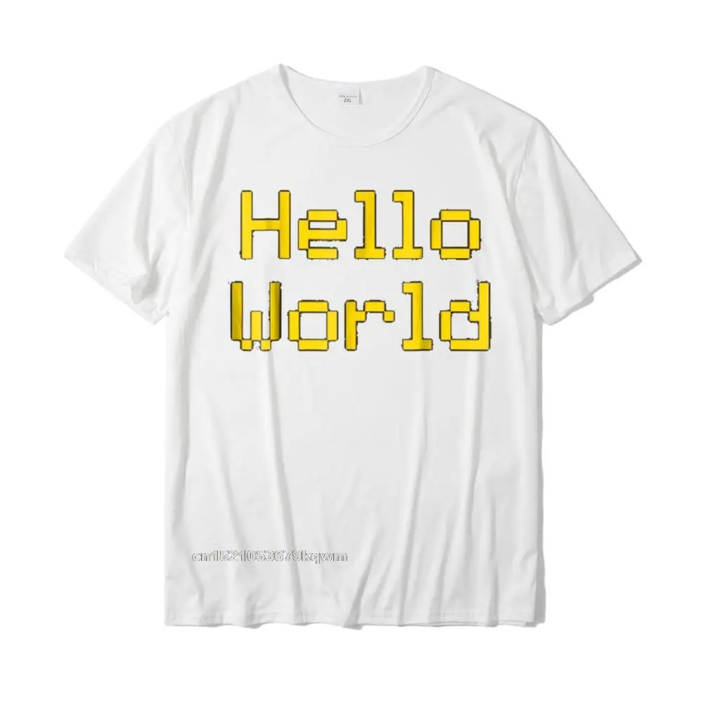 Printed On Hot Sale Men T Shirt Round Collar Short Sleeve 100% Cotton Fabric Tees Casual Tops Shirts Wholesale Hello World T-Shirt Coding Programming Tee Shirt__4857 white