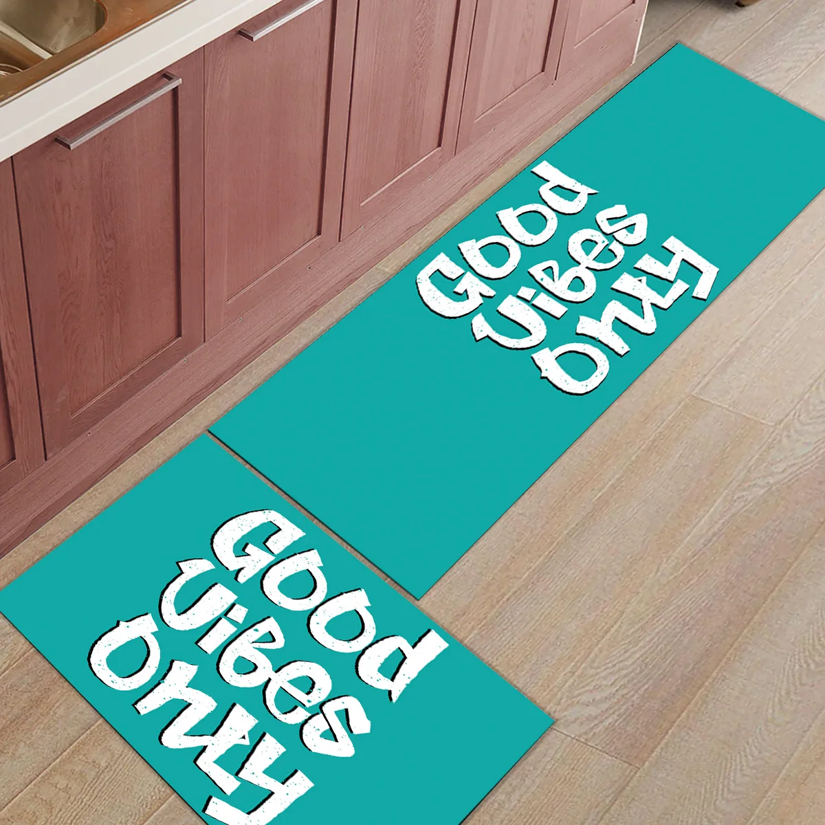 Street Style Good Vibes Only 2 Piece Mat For Kitchen Under A Pet Water Food Bowl Doormats Entrance Way Bathroom Accessories | Дом и сад